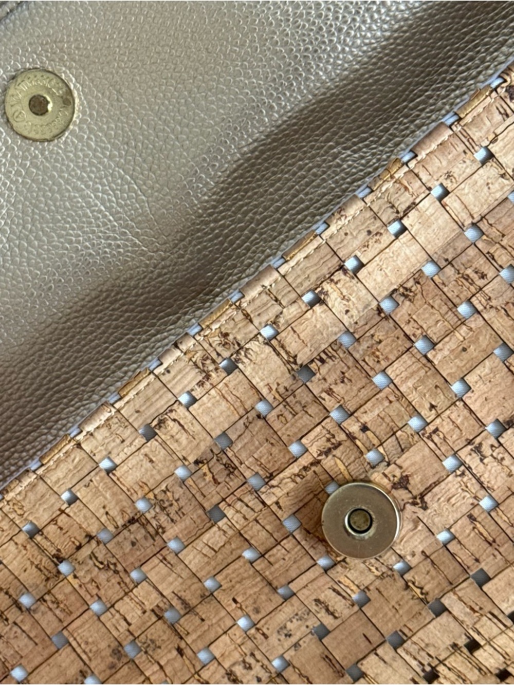 Neutral Cork & Gold Pineapple Clutch - Women's Envelope Bag - Picture 5 of 9